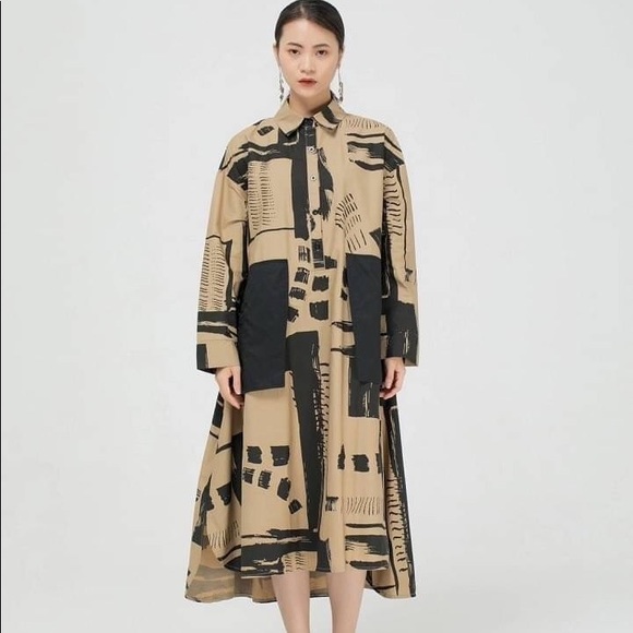 Printed dress 3678 - tan - Picture 2 of 3